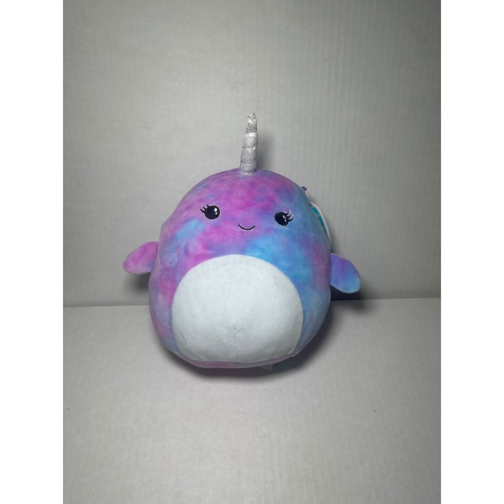 Squishmallows Navina the Narwhal 8 Inch Purple Blue Tie Dye Plush Kellytoy Toy